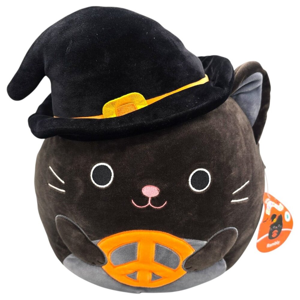 NWT 14" Rambly The Black Witch Cat Squishmallows Halloween 2023 Peace/Love